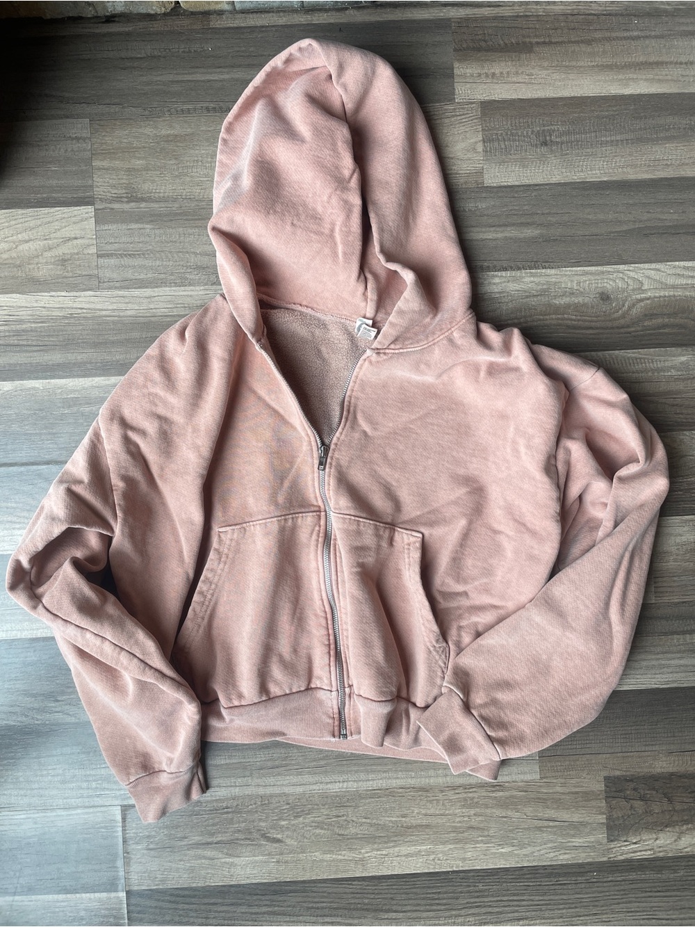 Los Angeles Apparel Heavy Fleece Cropped Zip-Up Hoodie